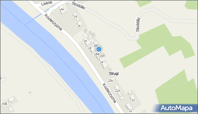 Krościenko nad Dunajcem, Kozłeczyzna, 19a, mapa Krościenko nad Dunajcem