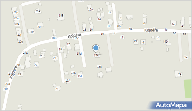 Krosno, Kojdera Franciszka, ks., 15A, mapa Krosna