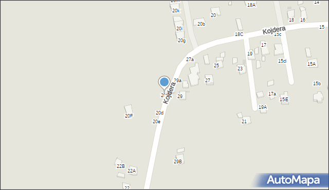 Krosno, Kojdera Franciszka, ks., 20c, mapa Krosna