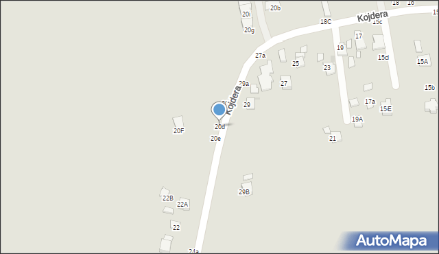 Krosno, Kojdera Franciszka, ks., 20d, mapa Krosna