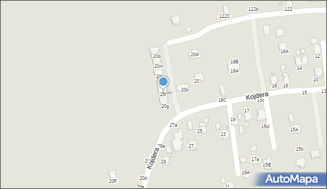 Krosno, Kojdera Franciszka, ks., 20i, mapa Krosna