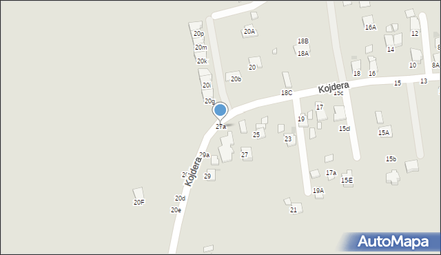 Krosno, Kojdera Franciszka, ks., 27a, mapa Krosna