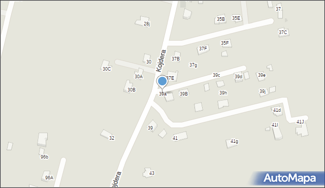 Krosno, Kojdera Franciszka, ks., 39a, mapa Krosna