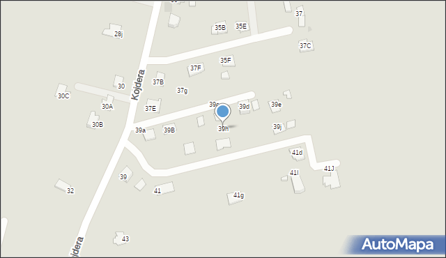 Krosno, Kojdera Franciszka, ks., 39h, mapa Krosna