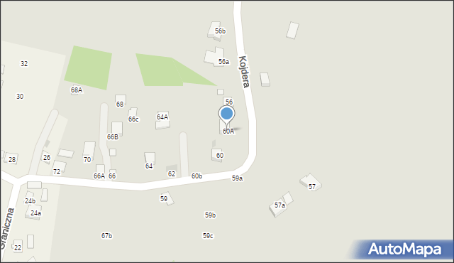 Krosno, Kojdera Franciszka, ks., 60A, mapa Krosna