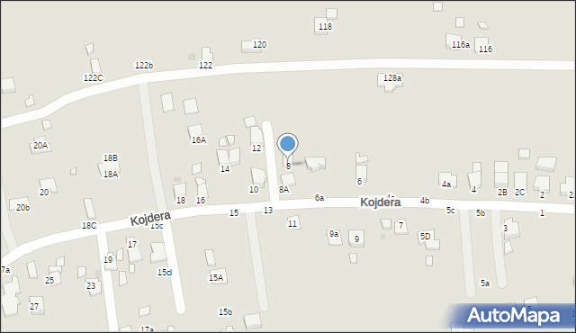 Krosno, Kojdera Franciszka, ks., 8, mapa Krosna