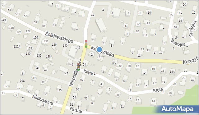 Krosno, Korczyńska, 4, mapa Krosna