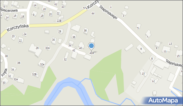 Krosno, Korczyńska, 42a, mapa Krosna