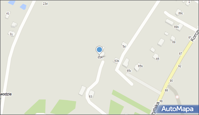 Krosno, Korczyńska, 63A, mapa Krosna