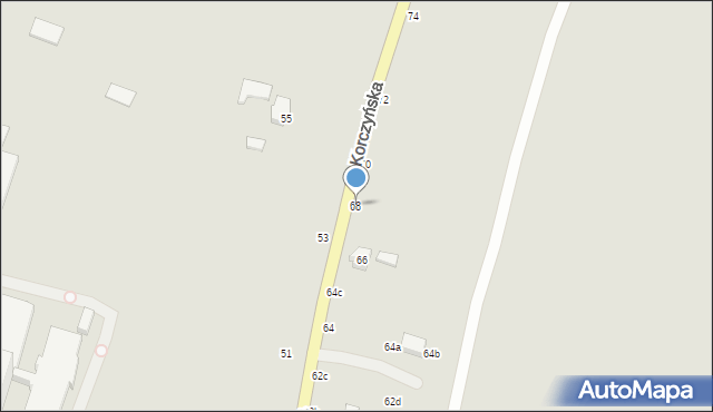 Krosno, Korczyńska, 68, mapa Krosna