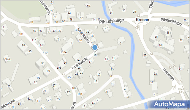 Krosno, Kościuszki Tadeusza, gen., 15, mapa Krosna