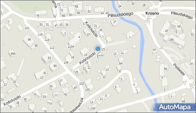 Krosno, Kościuszki Tadeusza, gen., 17, mapa Krosna