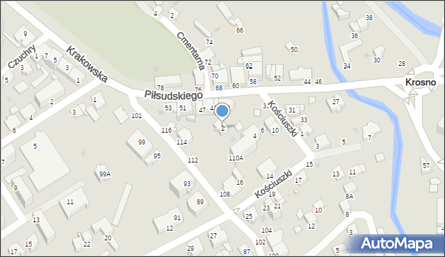Krosno, Kościuszki Tadeusza, gen., 2, mapa Krosna