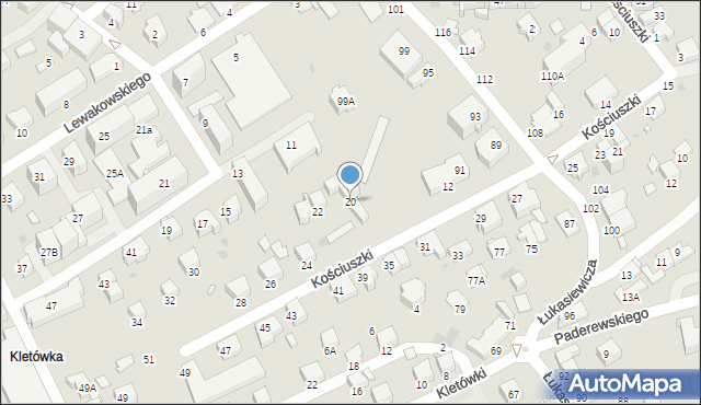 Krosno, Kościuszki Tadeusza, gen., 20, mapa Krosna
