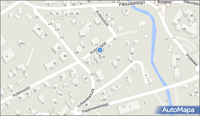 Krosno, Kościuszki Tadeusza, gen., 21, mapa Krosna