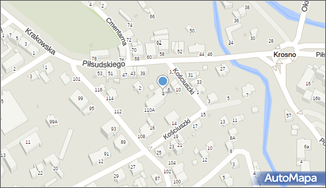 Krosno, Kościuszki Tadeusza, gen., 4, mapa Krosna