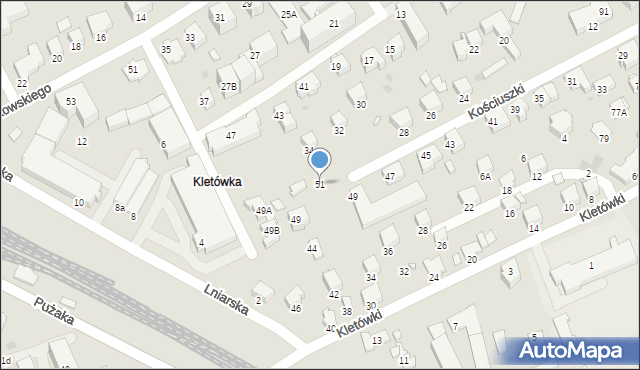 Krosno, Kościuszki Tadeusza, gen., 51, mapa Krosna