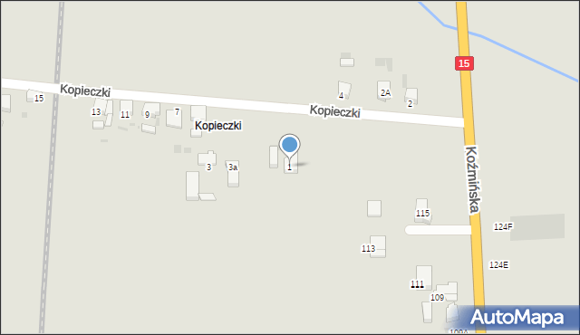 Krotoszyn, Kopieczki, 1, mapa Krotoszyna