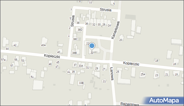 Krotoszyn, Kopieczki, 22, mapa Krotoszyna