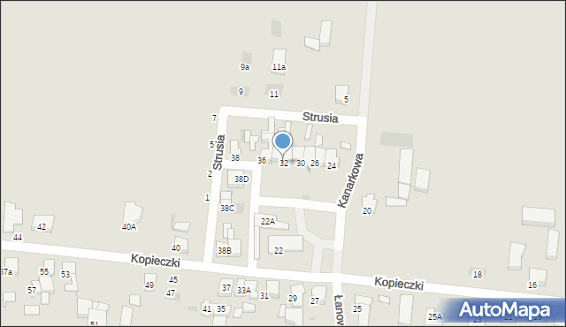 Krotoszyn, Kopieczki, 32, mapa Krotoszyna