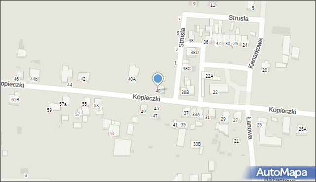 Krotoszyn, Kopieczki, 40, mapa Krotoszyna