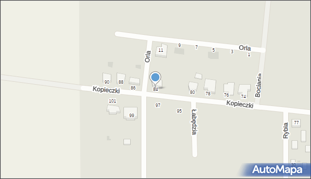 Krotoszyn, Kopieczki, 84, mapa Krotoszyna