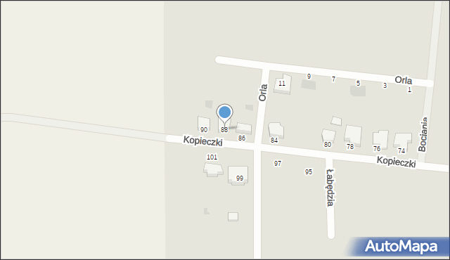 Krotoszyn, Kopieczki, 88, mapa Krotoszyna