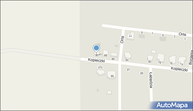 Krotoszyn, Kopieczki, 90, mapa Krotoszyna