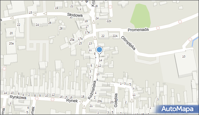 Krotoszyn, Koźmińska, 16, mapa Krotoszyna