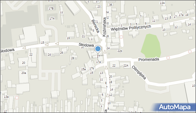 Krotoszyn, Koźmińska, 17, mapa Krotoszyna