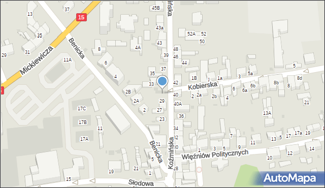 Krotoszyn, Koźmińska, 31, mapa Krotoszyna