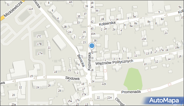 Krotoszyn, Koźmińska, 32, mapa Krotoszyna