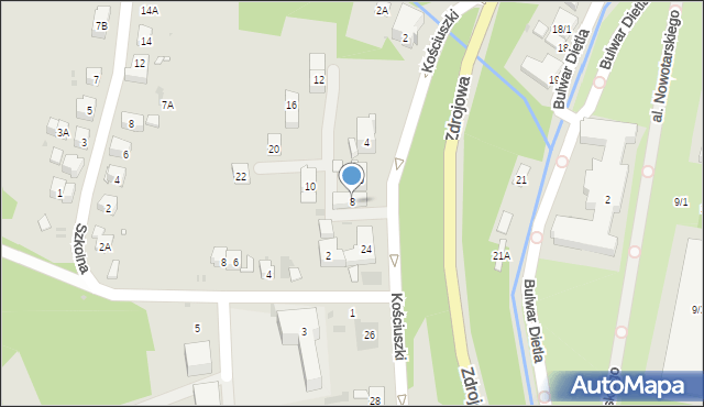 Krynica-Zdrój, Kościuszki Tadeusza, gen., 8, mapa Krynica-Zdrój
