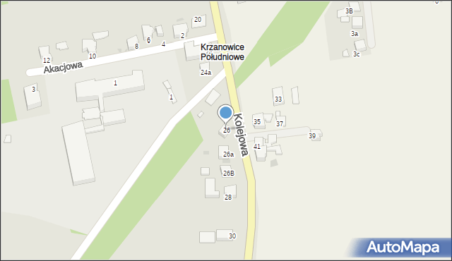 Krzanowice, Kolejowa, 26, mapa Krzanowice