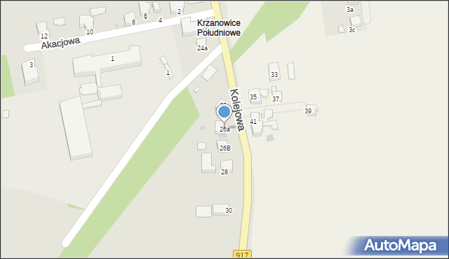 Krzanowice, Kolejowa, 26a, mapa Krzanowice