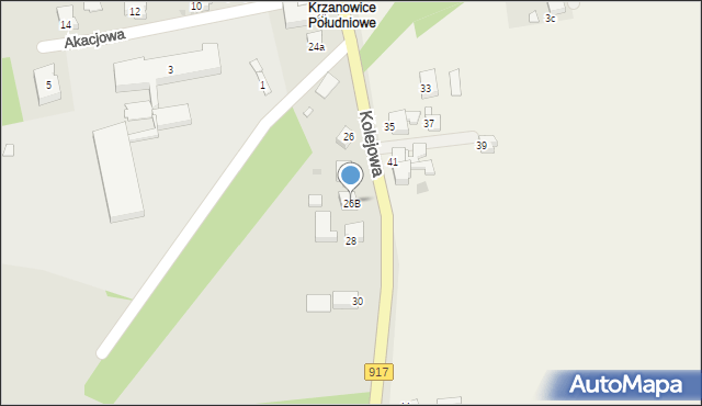 Krzanowice, Kolejowa, 26B, mapa Krzanowice