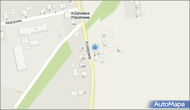 Krzanowice, Kolejowa, 41, mapa Krzanowice