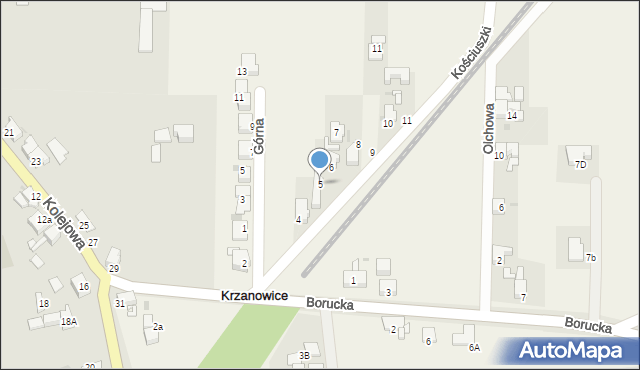 Krzanowice, Kościuszki Tadeusza, gen., 5, mapa Krzanowice