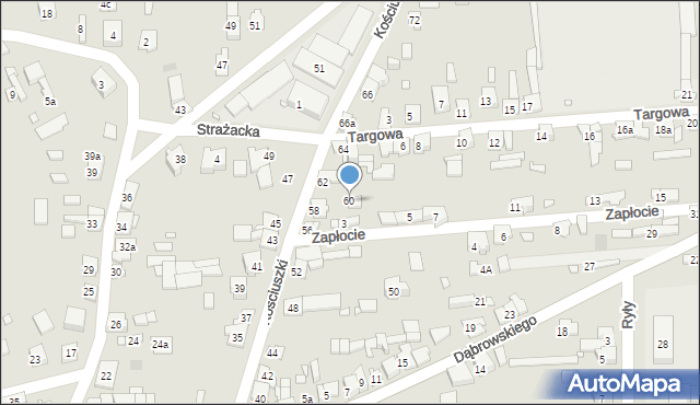 Krzepice, Kościuszki Tadeusza, gen., 60, mapa Krzepice