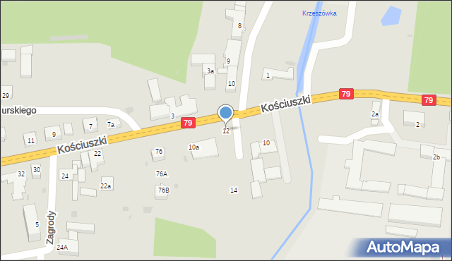 Krzeszowice, Kościuszki Tadeusza, gen., 12, mapa Krzeszowice