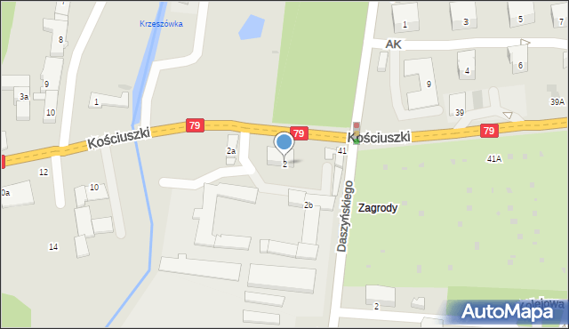 Krzeszowice, Kościuszki Tadeusza, gen., 2, mapa Krzeszowice