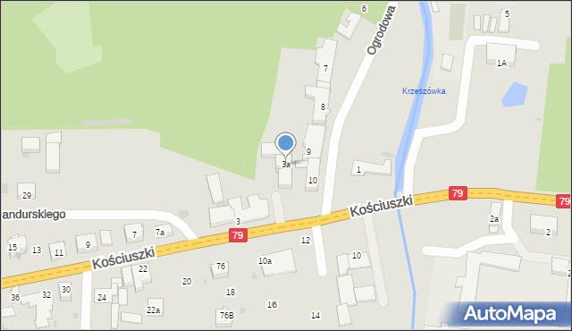 Krzeszowice, Kościuszki Tadeusza, gen., 3a, mapa Krzeszowice