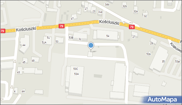Krzeszowice, Kościuszki Tadeusza, gen., 53B, mapa Krzeszowice