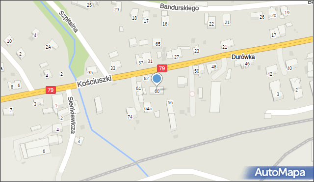 Krzeszowice, Kościuszki Tadeusza, gen., 60, mapa Krzeszowice