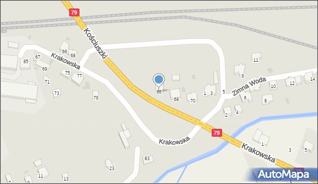 Krzeszowice, Kościuszki Tadeusza, gen., 66, mapa Krzeszowice