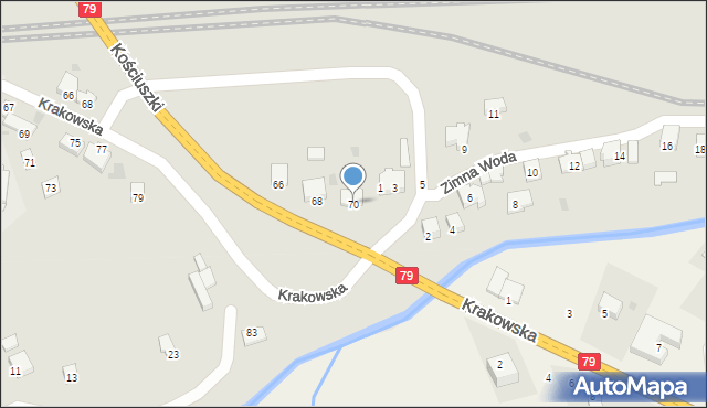 Krzeszowice, Kościuszki Tadeusza, gen., 70, mapa Krzeszowice