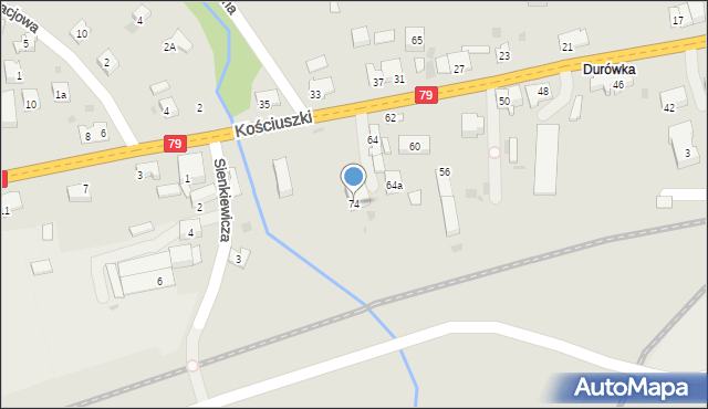 Krzeszowice, Kościuszki Tadeusza, gen., 74, mapa Krzeszowice