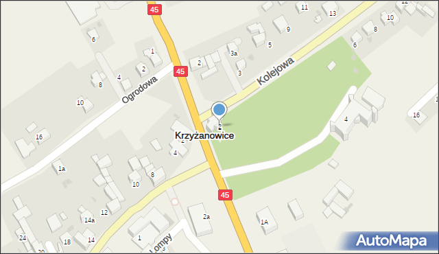 Krzyżanowice, Kolejowa, 2, mapa Krzyżanowice