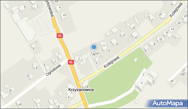 Krzyżanowice, Kolejowa, 3a, mapa Krzyżanowice