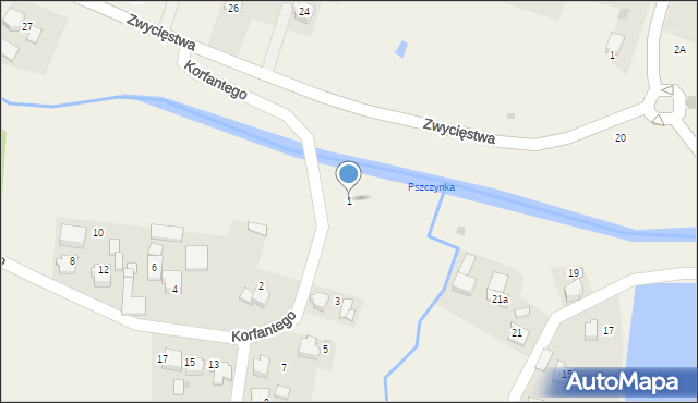 Krzyżowice, Korfantego Wojciecha, 1, mapa Krzyżowice